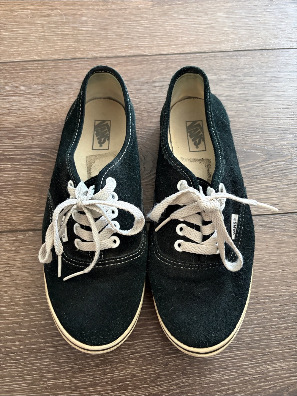 Vans Black Suede Low-Top Sneakers with White Laces